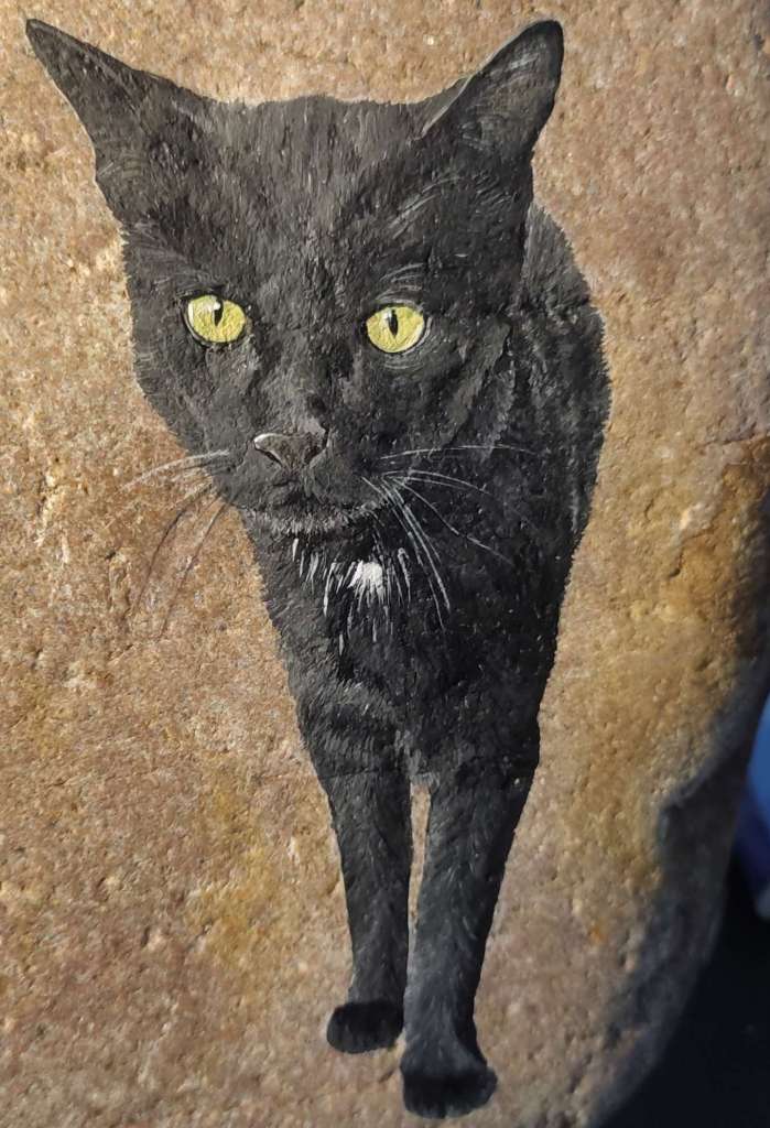 schwarze Katze Stein XL